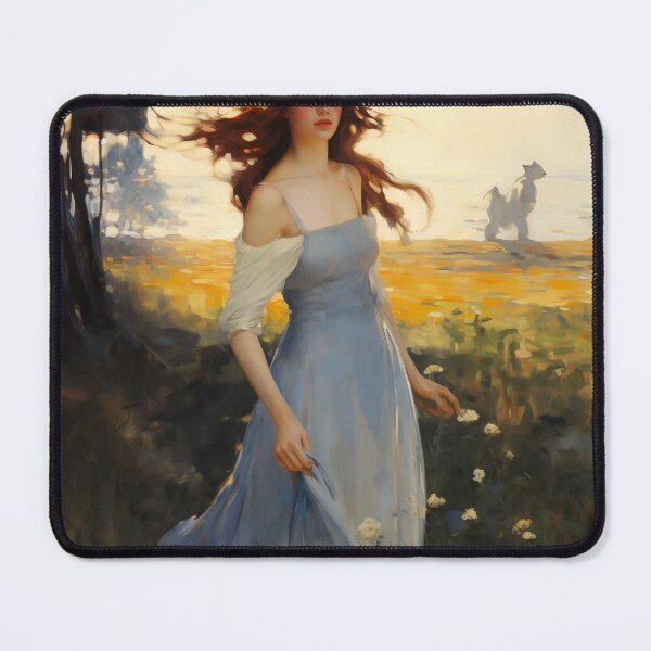 Item preview, Impressionist Radiance: Lady in Blue Amidst Sunlit Hues designed and sold by oanaunciuleanu.