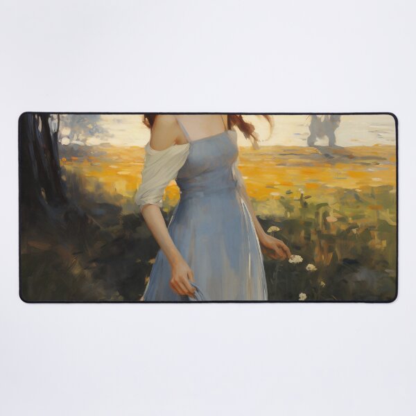 Item preview, Impressionist Radiance: Lady in Blue Amidst Sunlit Hues designed and sold by oanaunciuleanu.