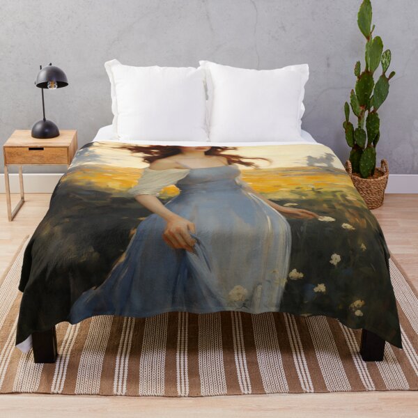 Item preview, Impressionist Radiance: Lady in Blue Amidst Sunlit Hues designed and sold by oanaunciuleanu.