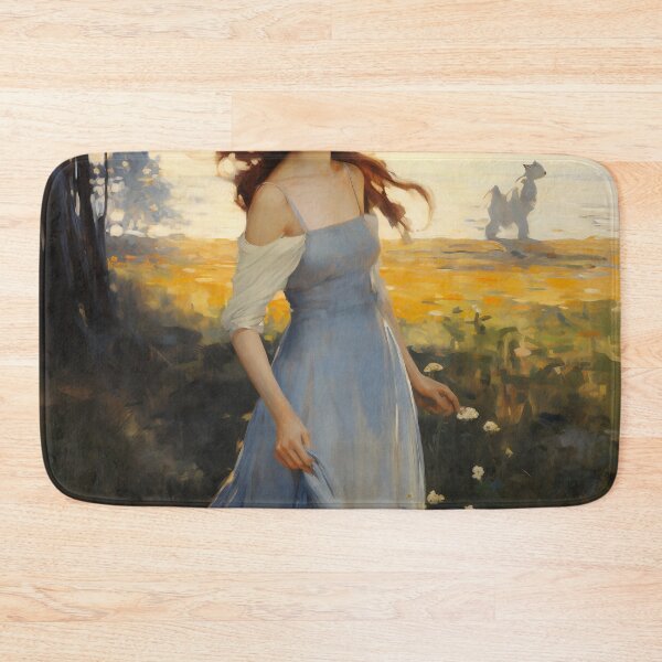 Item preview, Impressionist Radiance: Lady in Blue Amidst Sunlit Hues designed and sold by oanaunciuleanu.