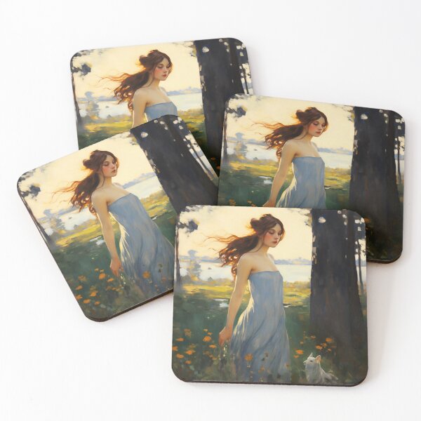Item preview, Impressionist Radiance: Lady in Blue Amidst Sunlit Hues designed and sold by oanaunciuleanu.