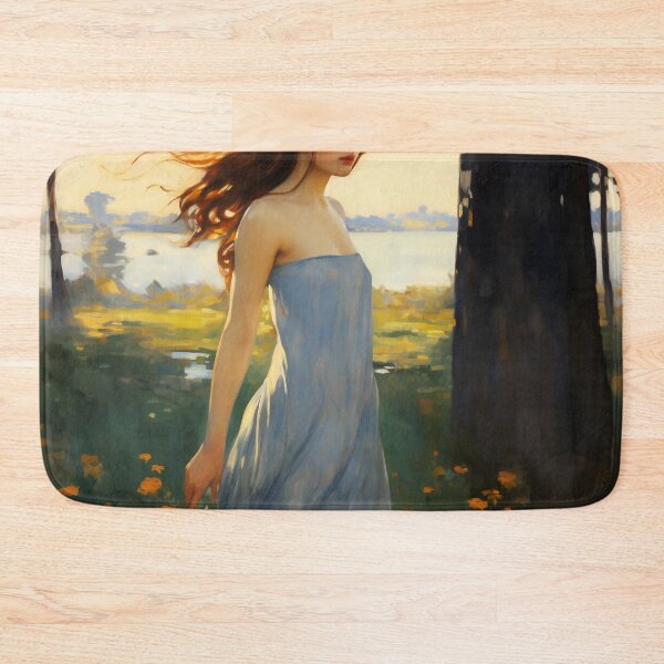 Item preview, Impressionist Radiance: Lady in Blue Amidst Sunlit Hues designed and sold by oanaunciuleanu.