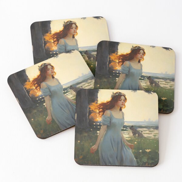 Item preview, Impressionist Radiance: Lady in Blue Amidst Sunlit Hues designed and sold by oanaunciuleanu.