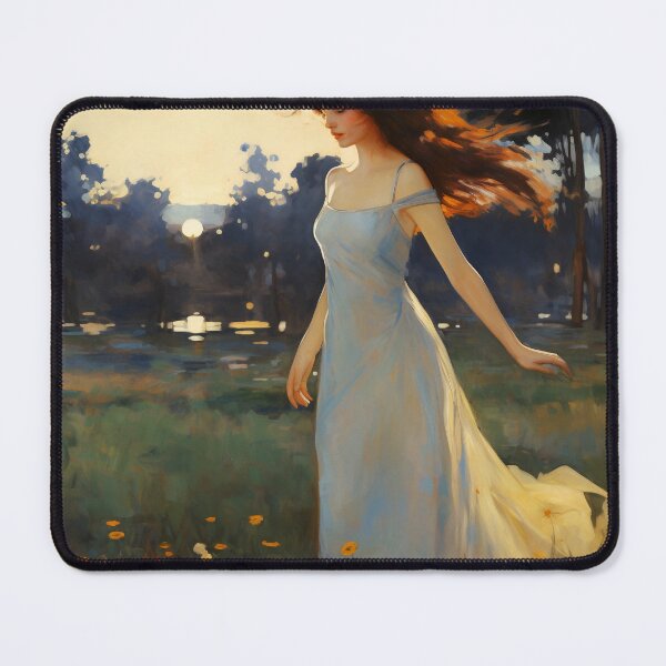 Item preview, Impressionist Radiance: Lady in Blue Amidst Sunlit Hues designed and sold by oanaunciuleanu.