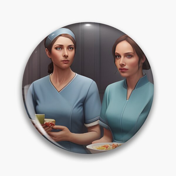 Item preview, Nurses wearing light blue scrubs, having lunch in the common room designed and sold by Colin Bentham.