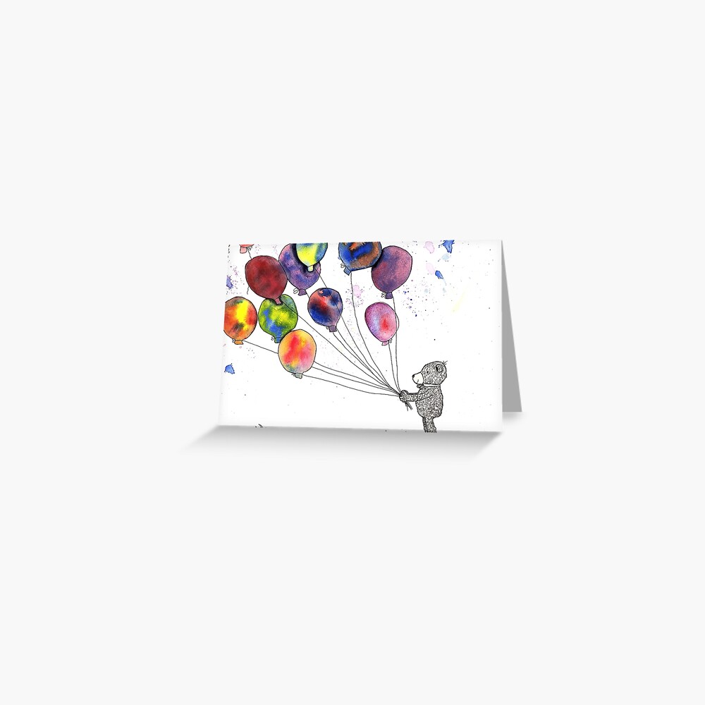 Teddybear holding colorful balloons Greeting Card