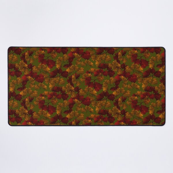 Item preview, Tossed Fallen Oak Leaf Clusters In Reds and Golds on Olive Green Halfdrop 5748 designed and sold by Art in My Loft.