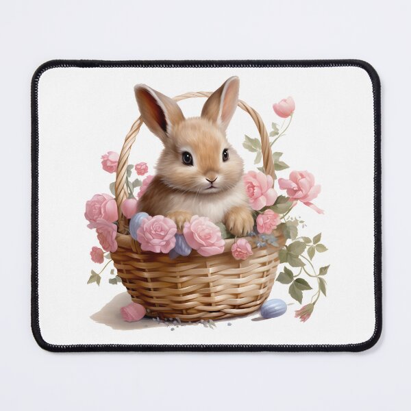 Item preview, Rabbit in a basket of beautiful flowers designed and sold by Thipphawan2533.