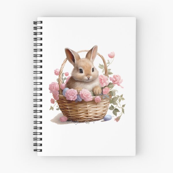 Item preview, Rabbit in a basket of beautiful flowers designed and sold by Thipphawan2533.