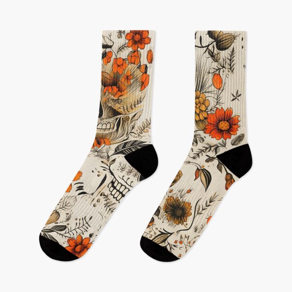 Item preview, Skull Flowers Pattern designed and sold by GirlGlowGraphic.