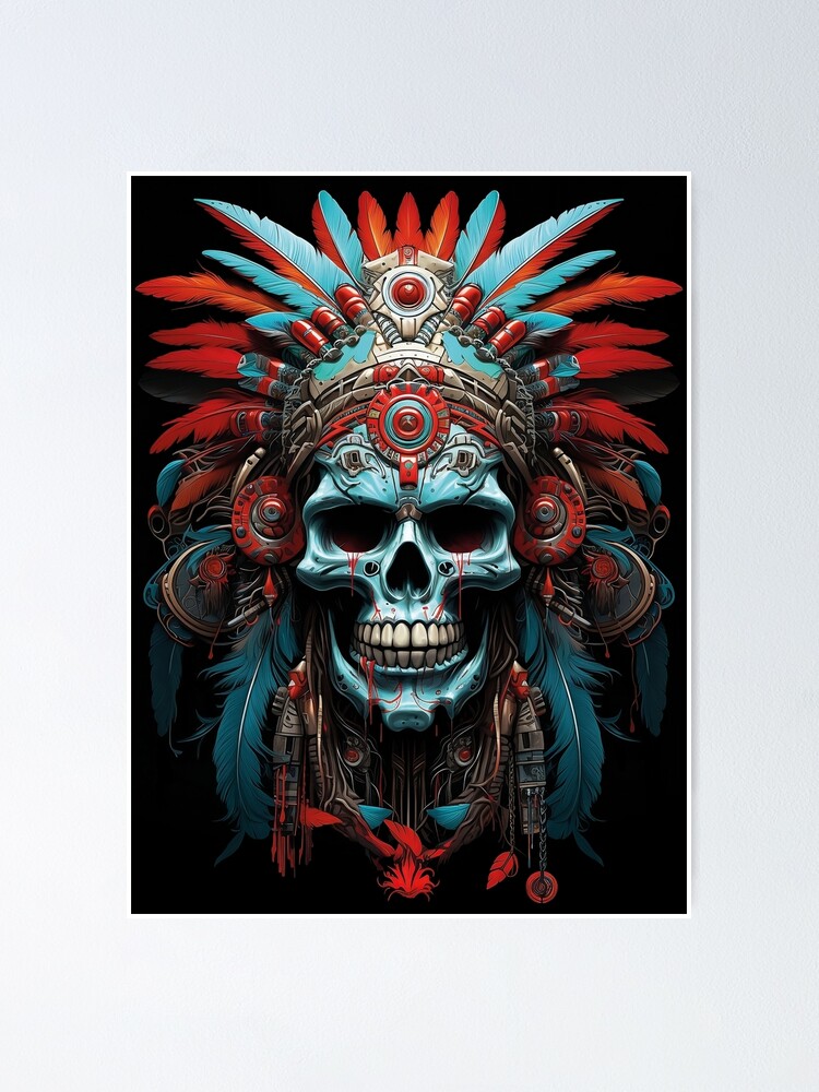 Native american skull' Poster, picture, metal print, paint by