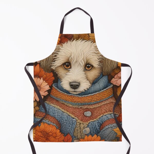 Item preview, Cute dog in a cozy sweater among autumn flowers - small portrait. designed and sold by SaraSumi.