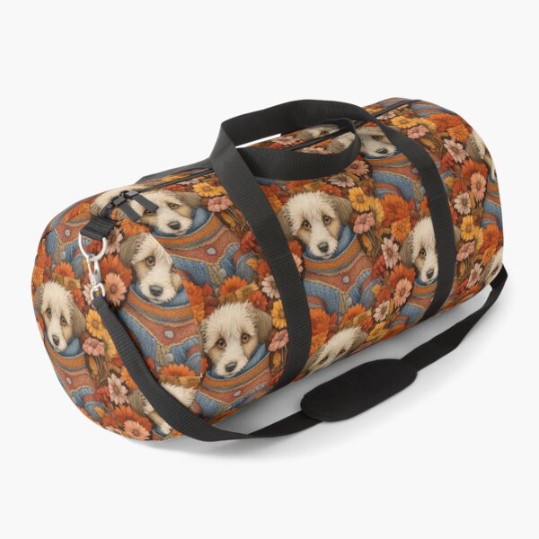 Item preview, Cute dog in a cozy sweater among autumn flowers - small portrait. designed and sold by SaraSumi.