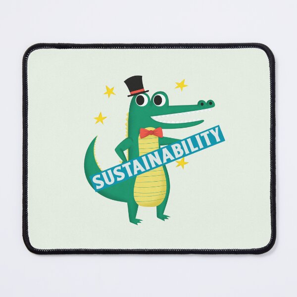 Item preview, Sustainability A Smiling Crocodile Dressed In A Bow Tie And Hat Holding A Sign designed and sold by pixelplaza.