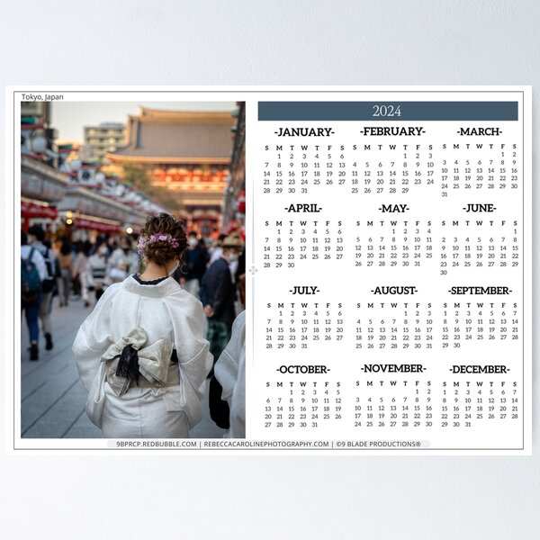 Item preview, 2024 Calendar | Year-At-A-Glance | Woman in Kimono | Tokyo, Japan designed and sold by 9BPRCP.