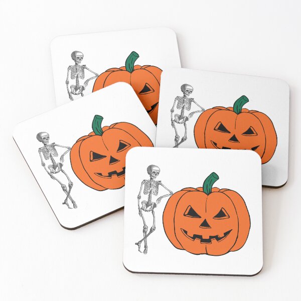 Item preview, Skeleton leaning on a pumpkin designed and sold by Remek-Design.