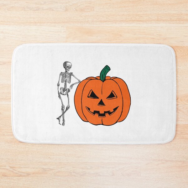 Item preview, Skeleton leaning on a pumpkin designed and sold by Remek-Design.