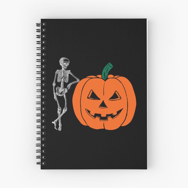 Item preview, Skeleton leaning on a pumpkin white designed and sold by Remek-Design.