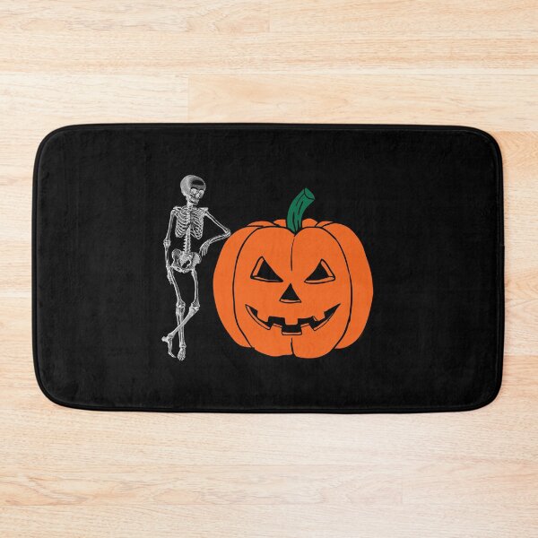Item preview, Skeleton leaning on a pumpkin white designed and sold by Remek-Design.