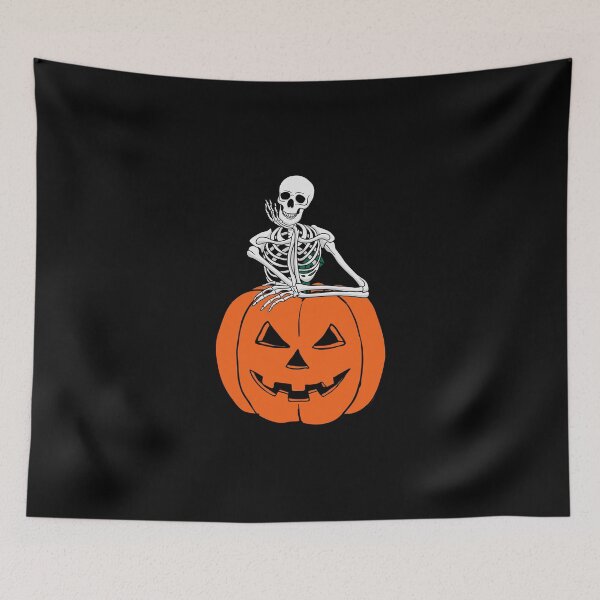 Item preview, Skeleton leaning on the top of pumpkin designed and sold by Remek-Design.