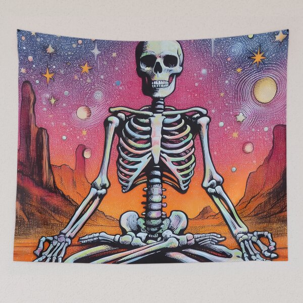 Item preview, Tranquil Halloween Skeleton in Lotus Pose designed and sold by ElLocoMus.