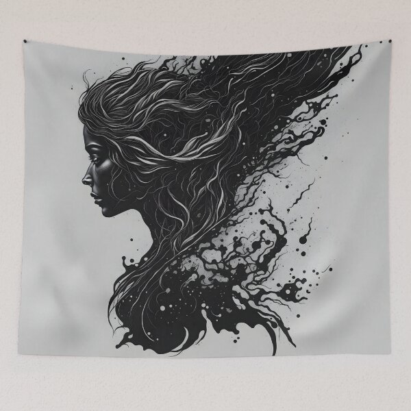 Item preview, "Ink-Adorned Elegance: A Lady's Portrait in Precise Black Lines" designed and sold by Best-Art-32.