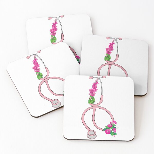 Item preview, Pink stethoscope with flowers  designed and sold by mikasa.art.