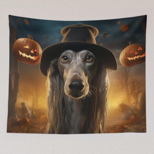 Item preview, Saluki On A Magical Halloween Night designed and sold by ZenEverAI.