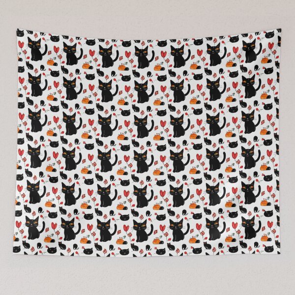 Item preview, seamless pattern mischievous cat line style designed and sold by curlew28.