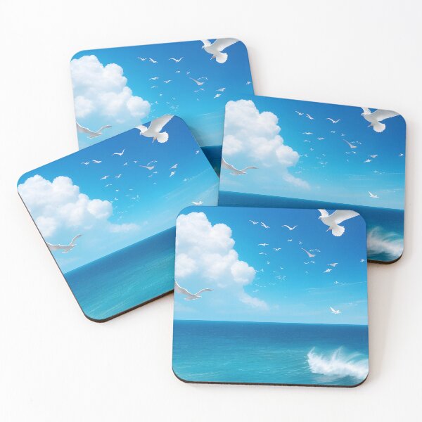 Item preview, amazing calm blue ocean with pigeons designed and sold by denakh.