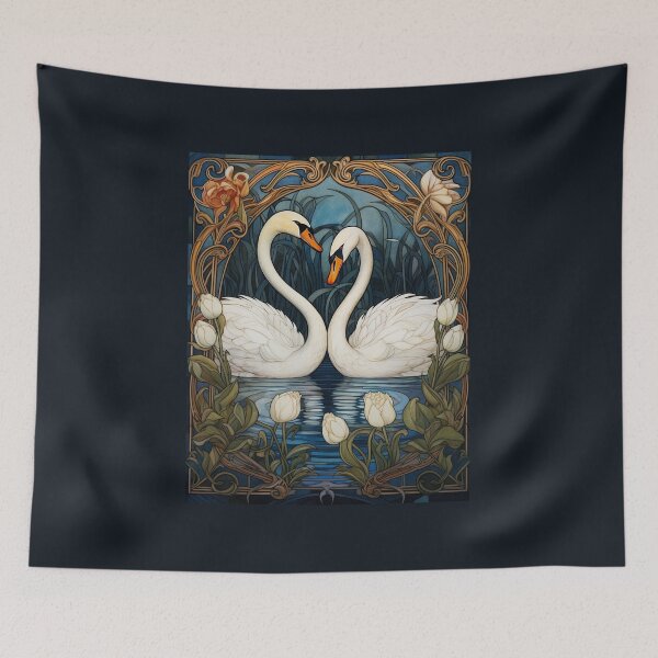 Item preview, Two Swans - Art Nouveau Style designed and sold by ArtNouveauChic.