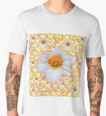 WHITE SPRING DAFFODILS & SCROLLS Men's Premium T-Shirt