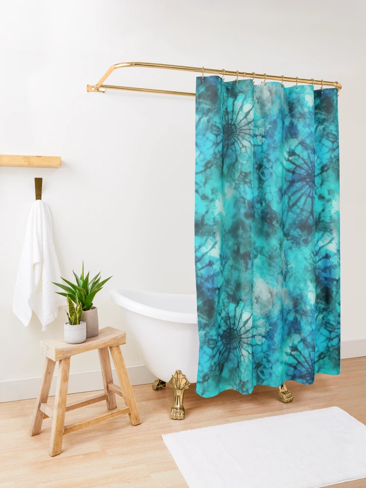 Shower Curtains - Minty 2024 Blue Tie Dye Print