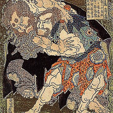 Artwork thumbnail, 'Sumo Wrestlers' by Katsushika Hokusai (Reproduction) by Classic Visions Gallery