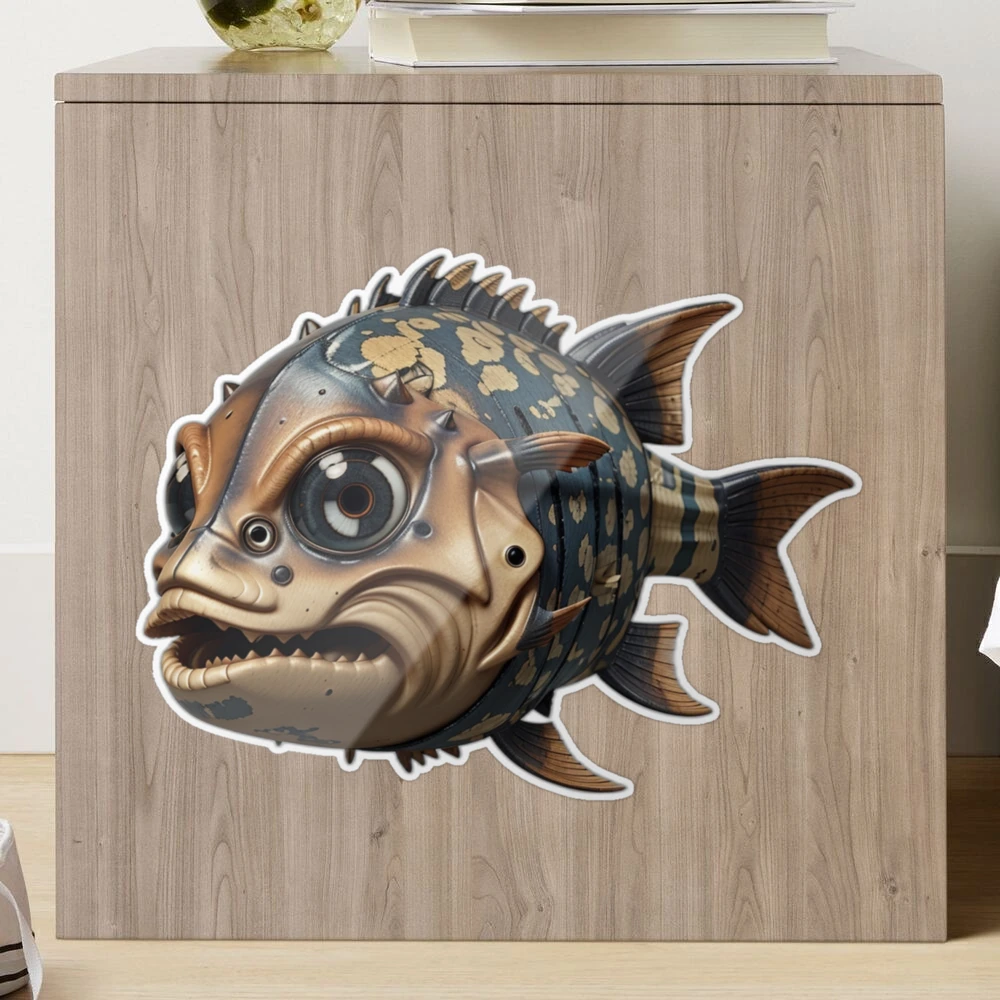 Scary Fish AI Art Sticker for Sale by Willyboy16