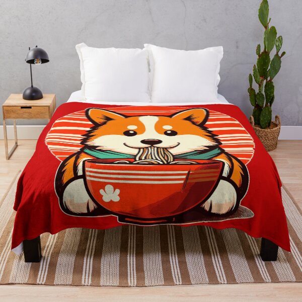 Item preview, Cute retro corgi eat noodle ramen designed and sold by TomFrontierArt.