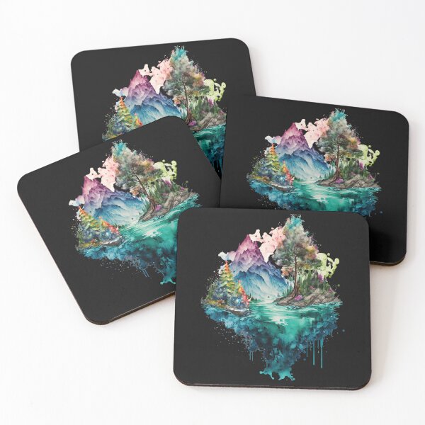 Item preview, Image of unique christmas mountains with christmas tree designed and sold by LuckyFamily.