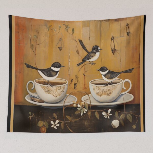 Item preview, Autumn Bird and Tea Cups designed and sold by tomorrowsart.