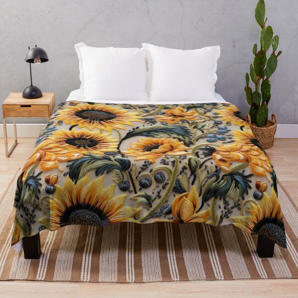 Item preview, Embroidered Sunflowers Pattern #1 designed and sold by NatureSight.