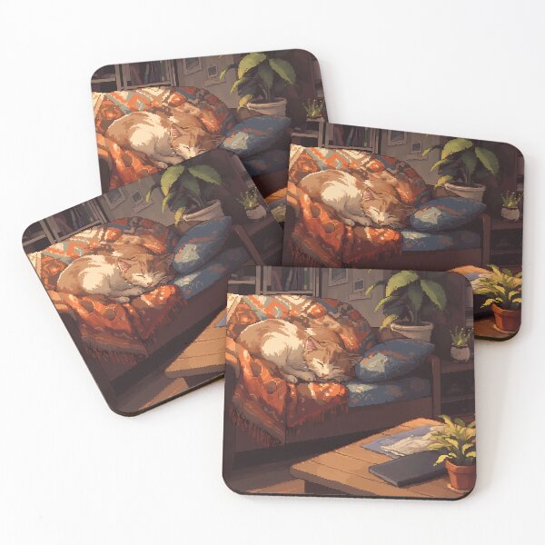 Item preview, Anime cat sleeping, pixel art- Cozy  designed and sold by octoboobs.