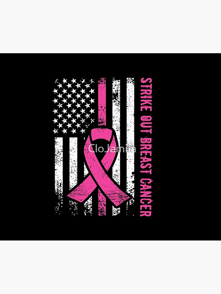 Strike out breast cancer baseball pink American flag T-shirt