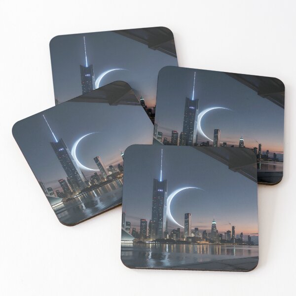 Item preview, Futuristic City with Huge Moon designed and sold by Vászon  Varázs.