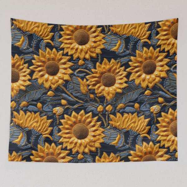 Item preview, Embroidered Sunflowers Pattern #2 designed and sold by NatureSight.