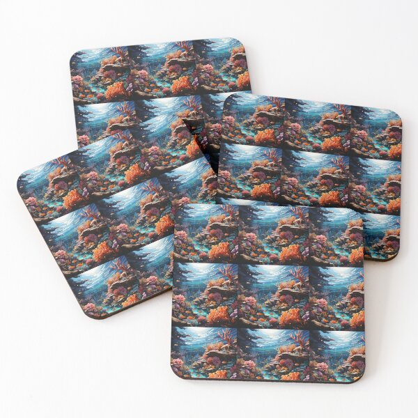 Item preview, Playful aquatic animals in a coral reef designed and sold by KornUHD.