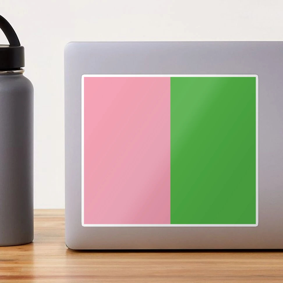 Pink and Green aka 2 tone color block Sticker for Sale by