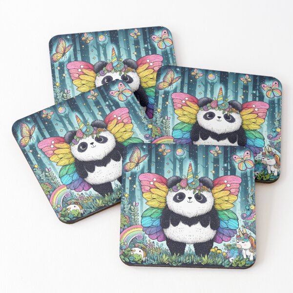 Item preview, Magical Artsy Panda Butterfly Unicorn Lighning Bug Rainbow designed and sold by WooshiArt.