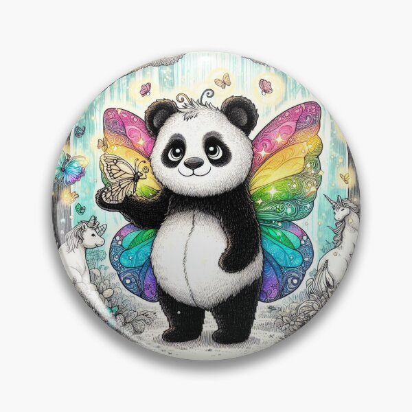 Item preview, Magical Artsy Panda Butterfly Unicorn Lighning Bug Rainbow designed and sold by WooshiArt.