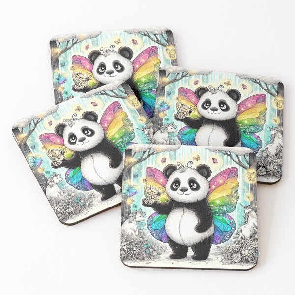 Item preview, Magical Artsy Panda Butterfly Unicorn Lighning Bug Rainbow designed and sold by WooshiArt.