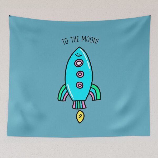 Item preview, To The Moon! Space Rocket, Cute, Kawaii, Colorful, Happy designed and sold by Porky Roebuck.
