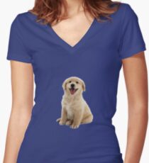 Golden Retriever Women's Fitted V-Neck T-Shirt